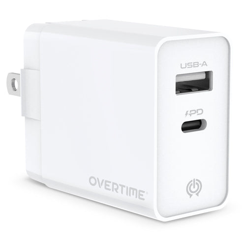 Overtime Dual Port USB A and USB C 38W Fast Charging Power Adapter