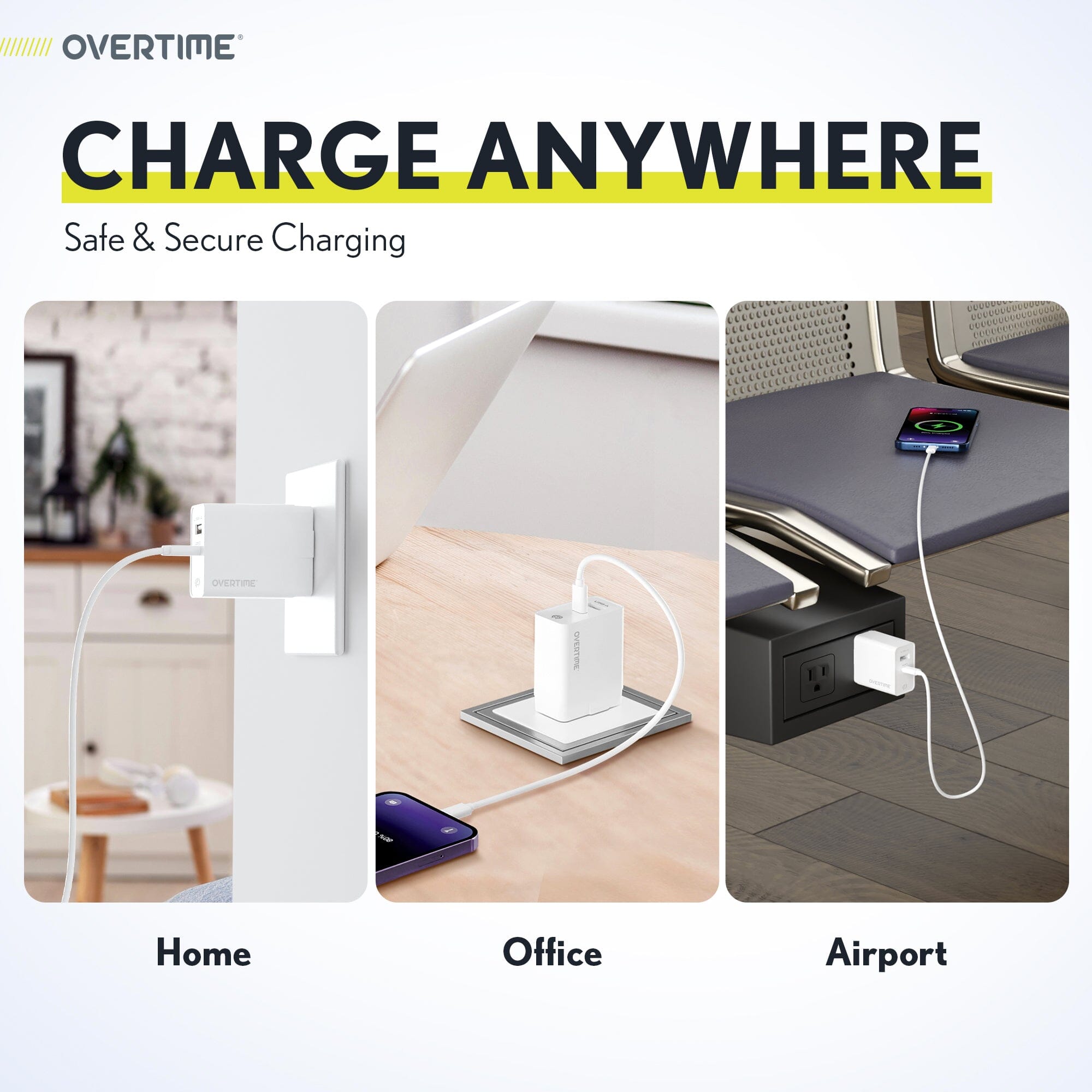 Overtime Dual Port USB A and USB C 38W Fast Charging Power Adapter USB Power Adapter - Tophatter Daily Deals