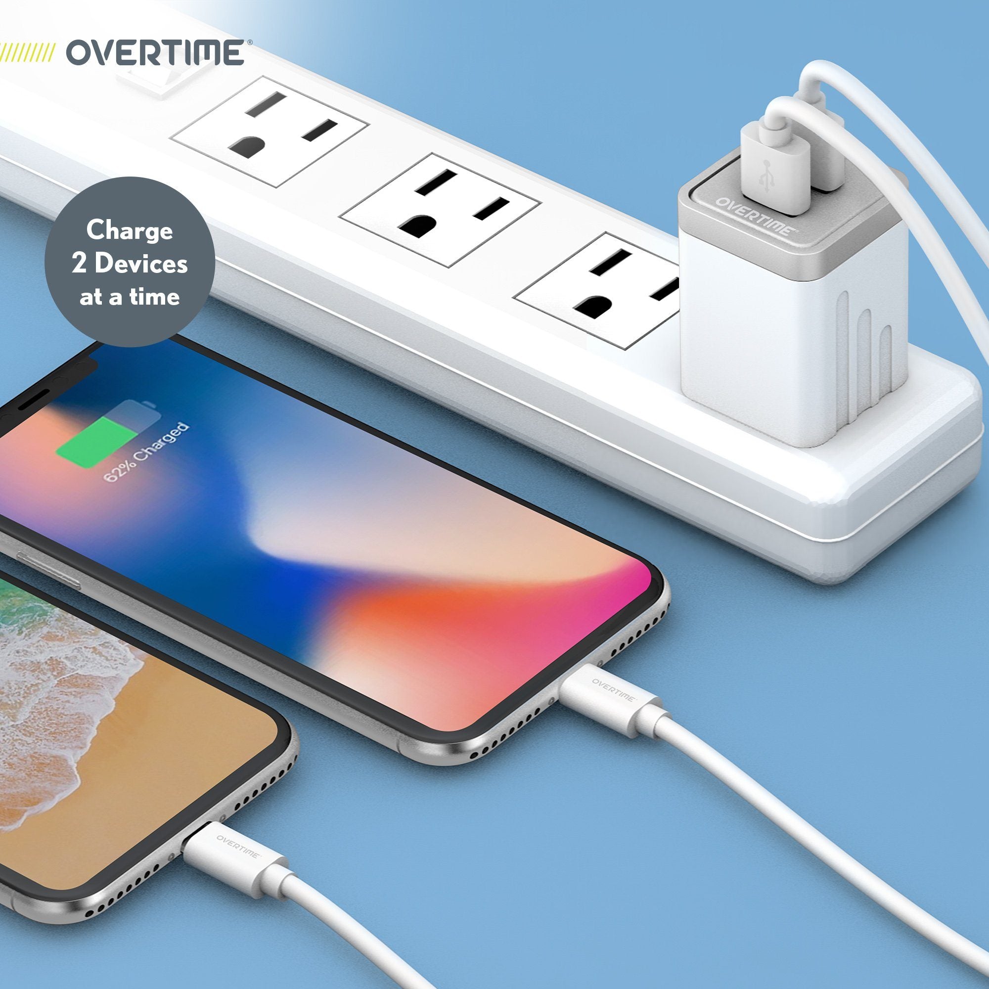 Overtime Dual USB Power Adapter Fast Charging Power Plug USB Power Adapter - Tophatter Daily Deals
