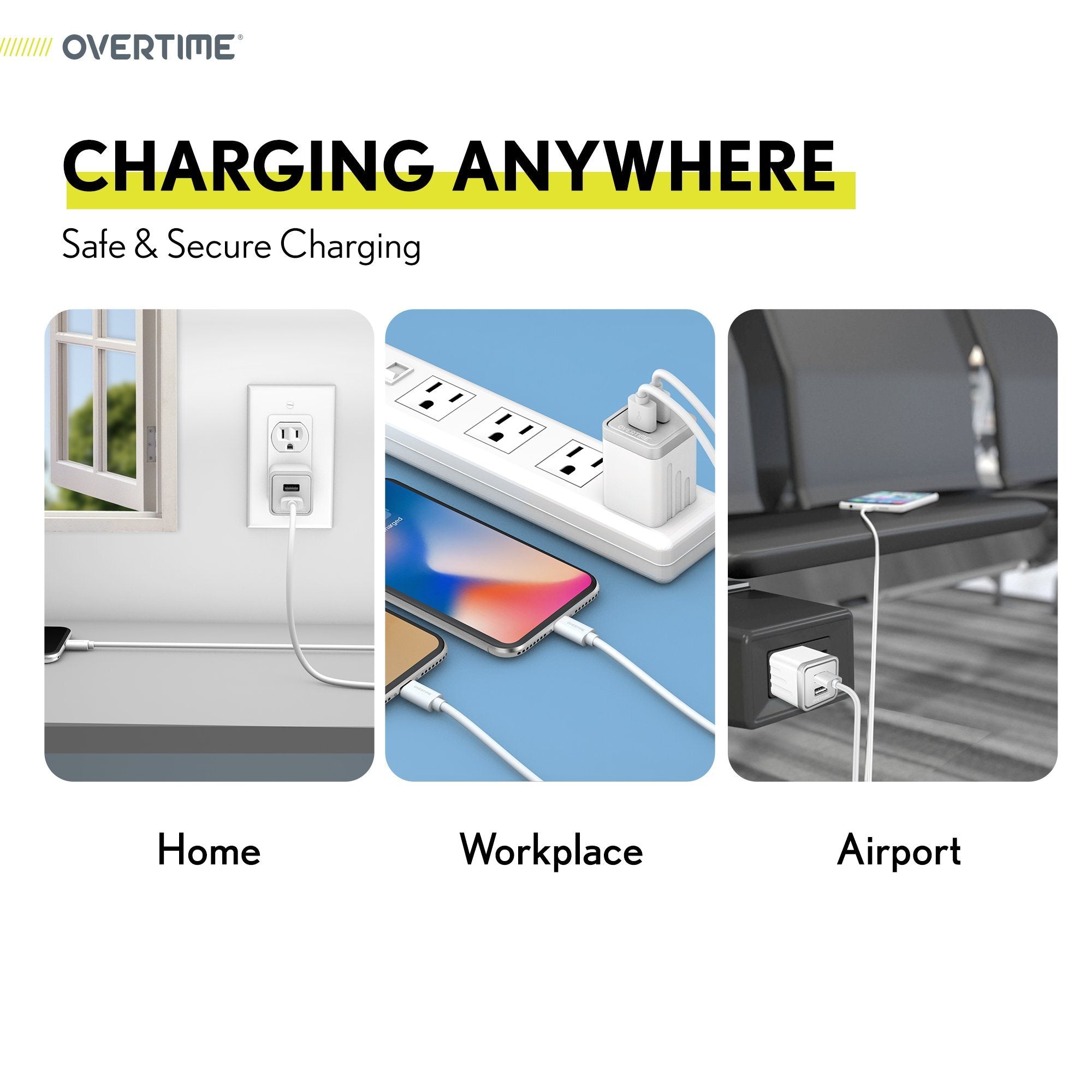 Overtime Dual USB Power Adapter Fast Charging Power Plug USB Power Adapter - Tophatter Daily Deals