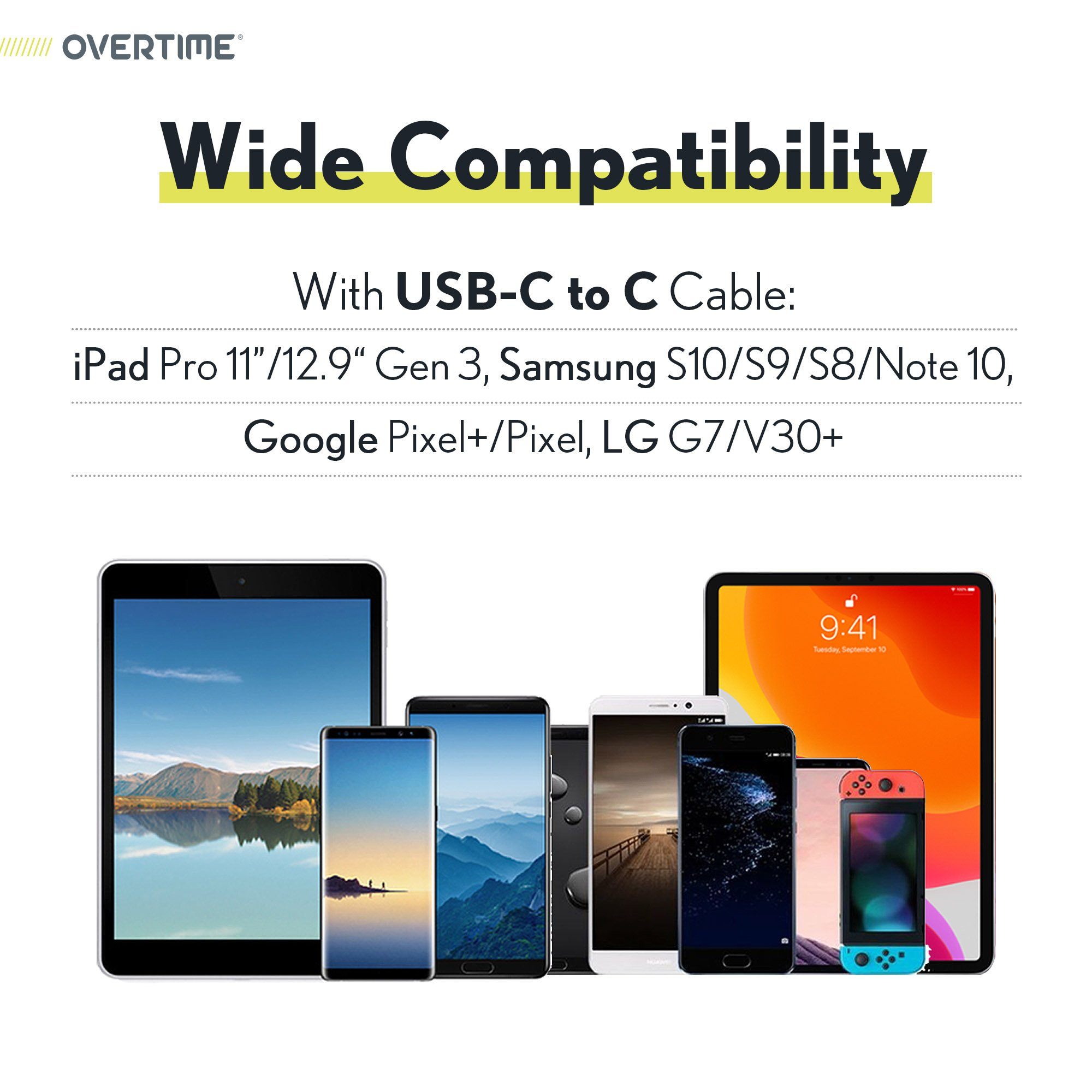 Overtime Extra Long 10ft USB C to USB C Charging Cord Charging Cable - Tophatter Daily Deals