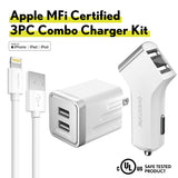 Overtime Home and Car Complete Charging Kit: Fast Wall & Car Chargers + Durable Lightning Cable Charging Cable - Tophatter Daily Deals