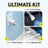 Overtime Home and Car Complete Charging Kit: Fast Wall & Car Chargers + Durable Lightning Cable Charging Cable - Tophatter Daily Deals