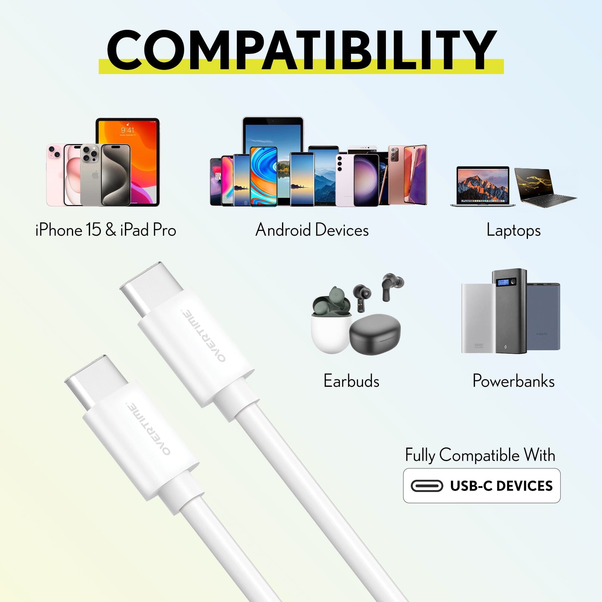 Overtime iPhone 15/Android Home Charging Kit Charging Cable - Tophatter Daily Deals