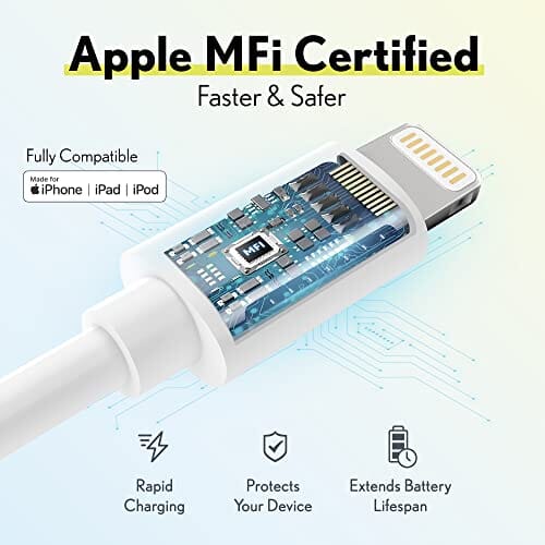 Overtime iPhone MFI Certified 10ft USB-C to Lightning Charging Cable Charging Cable - Tophatter Daily Deals