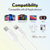 Overtime iPhone MFI Certified 6ft Smart USB-C to Lightning Cable Charging Cable - Tophatter Daily Deals