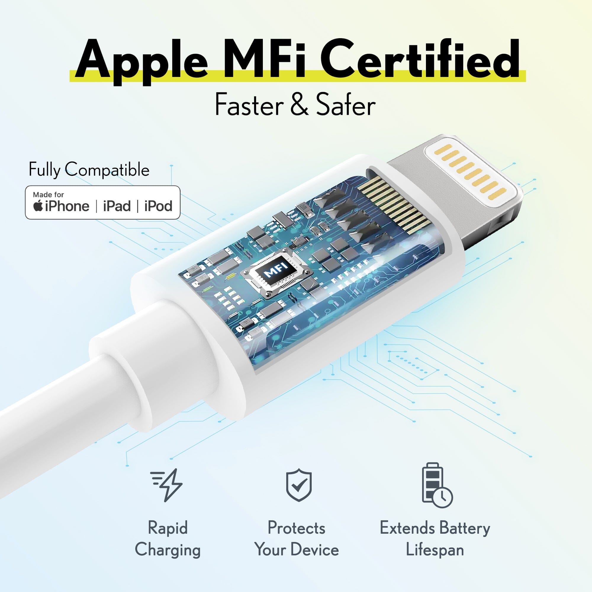 Overtime MFI Certified USB C to Lightning 6ft cable, Fast Charging & Data Transfer - White Charging Cable - Tophatter Daily Deals