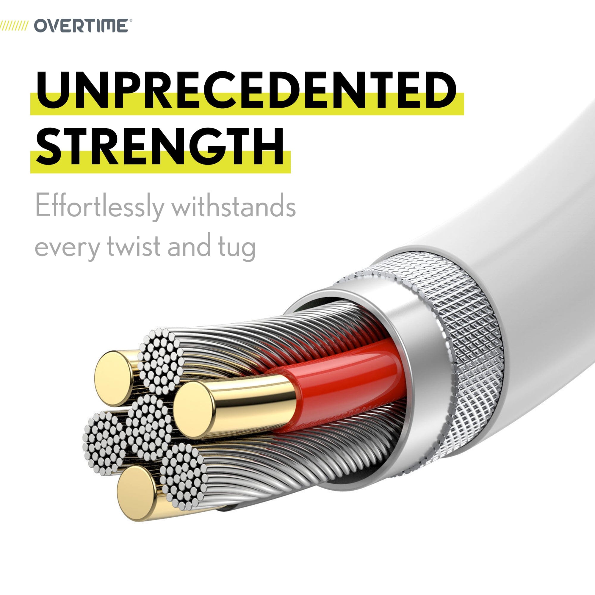 Overtime MFI Certified USB C to Lightning 6ft cable, Fast Charging & Data Transfer - White Charging Cable - Tophatter Daily Deals