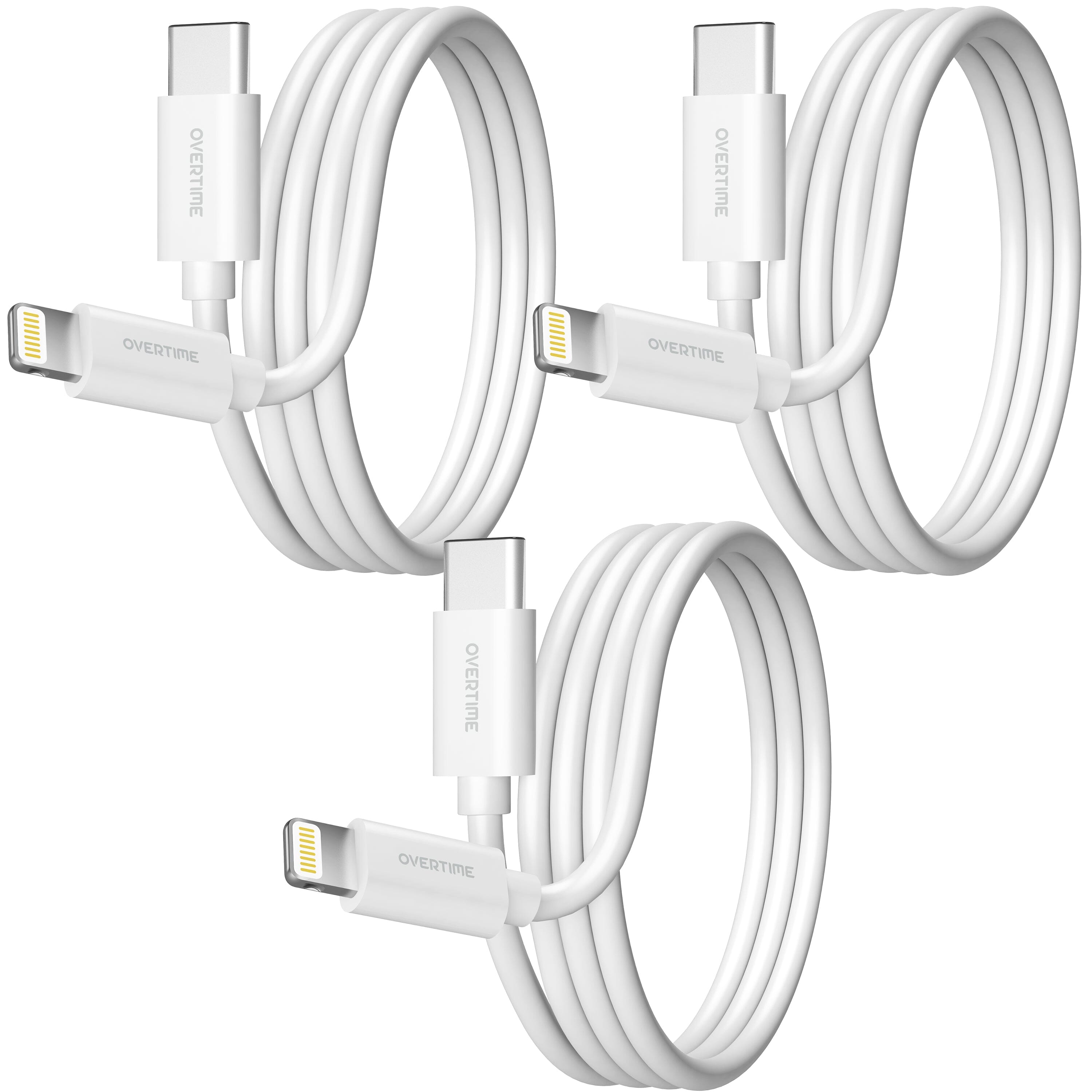 Overtime MFI Certified USB C to Lightning 6ft cable, Fast Charging & Data Transfer - White Charging Cable - Tophatter Daily Deals