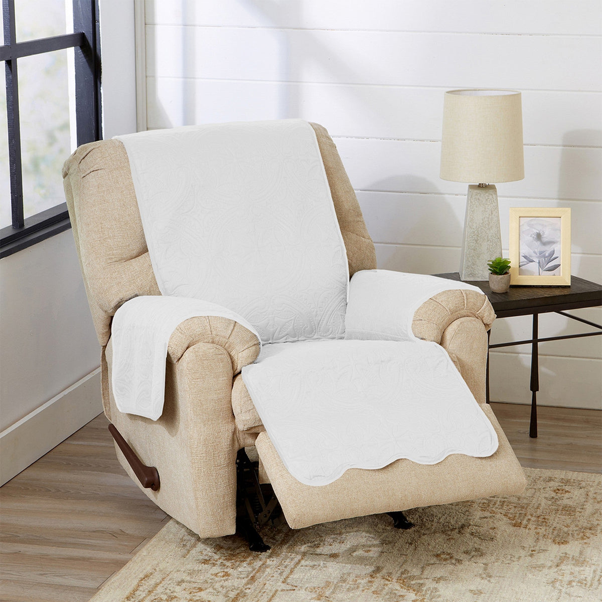 Medallion Solid Furniture Protector - Elenor Collection Recliner White Sand Furniture & Decor - Tophatter Daily Deals