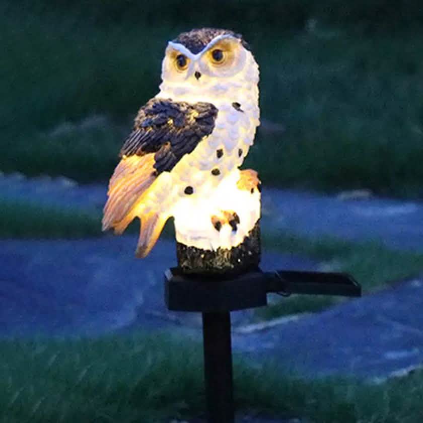 Owl Solar LED Lights with Decorative Stake Brown Solar Outdoor Lights - Tophatter Daily Deals