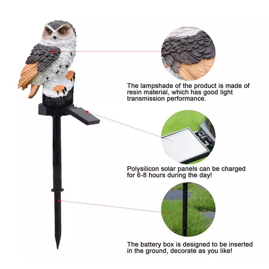 Owl Solar LED Lights with Decorative Stake Solar Outdoor Lights - Tophatter Daily Deals