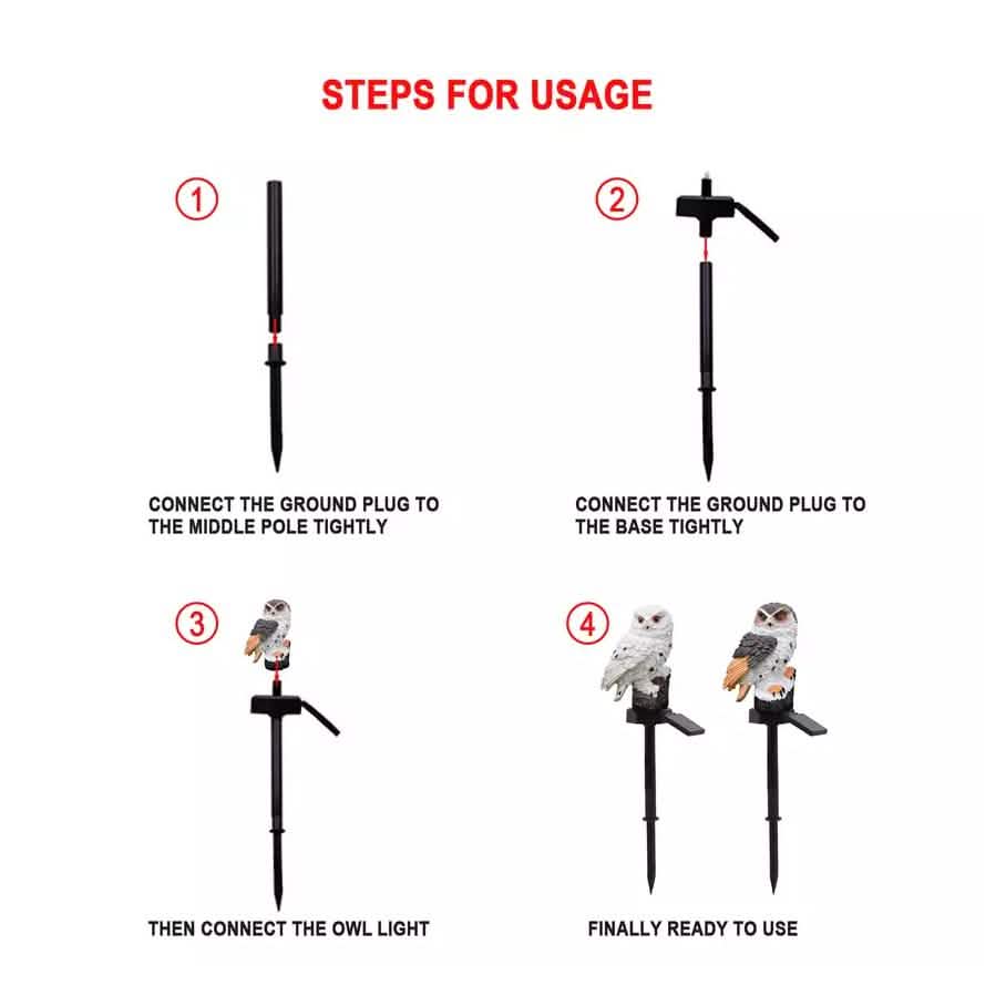Owl Solar LED Lights with Decorative Stake Solar Outdoor Lights - Tophatter Daily Deals