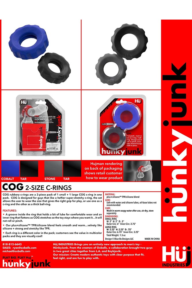 Oxballs - Hunkyjunk - Cog 2-Pack Cock Rings - Assorted Sex Toy - Tophatter Daily Deals