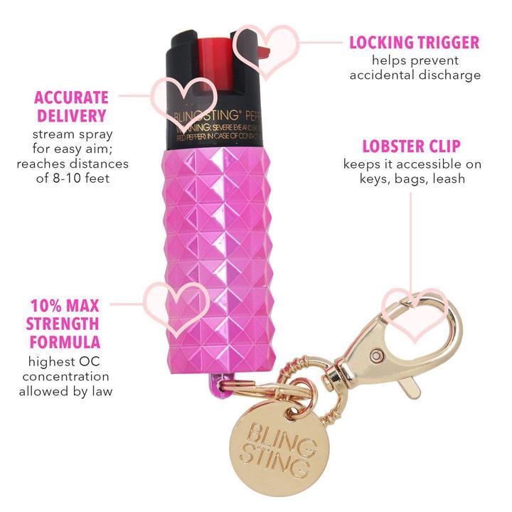 Pepper Spray - Bling Sting: 1/2 oz, Studded Clip-On for Cane Pepper Spray - Tophatter Daily Deals