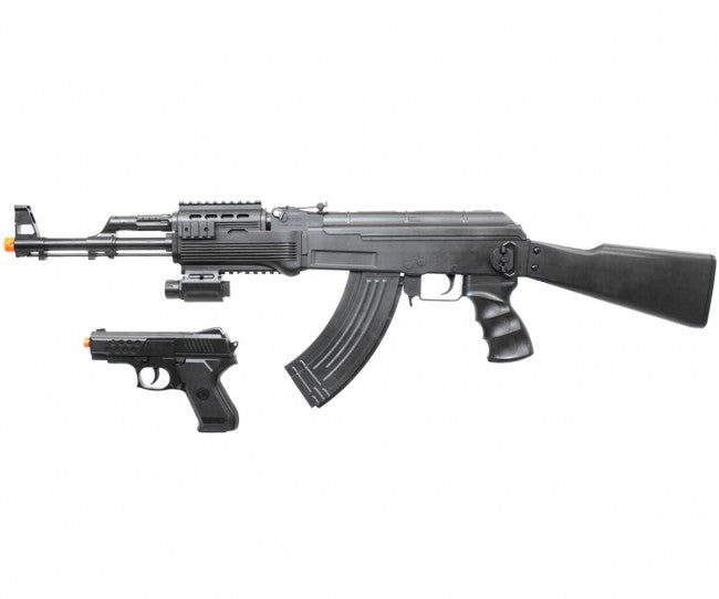 UKARMS Tactical AK47 RIS Spring Powered Airsoft Gun w/ Spring Pistol Airsoft-SpringRifle - Tophatter Daily Deals