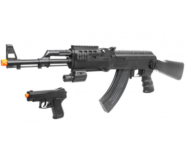 UKARMS Tactical AK47 RIS Spring Powered Airsoft Gun w/ Spring Pistol Airsoft-SpringRifle - Tophatter Daily Deals
