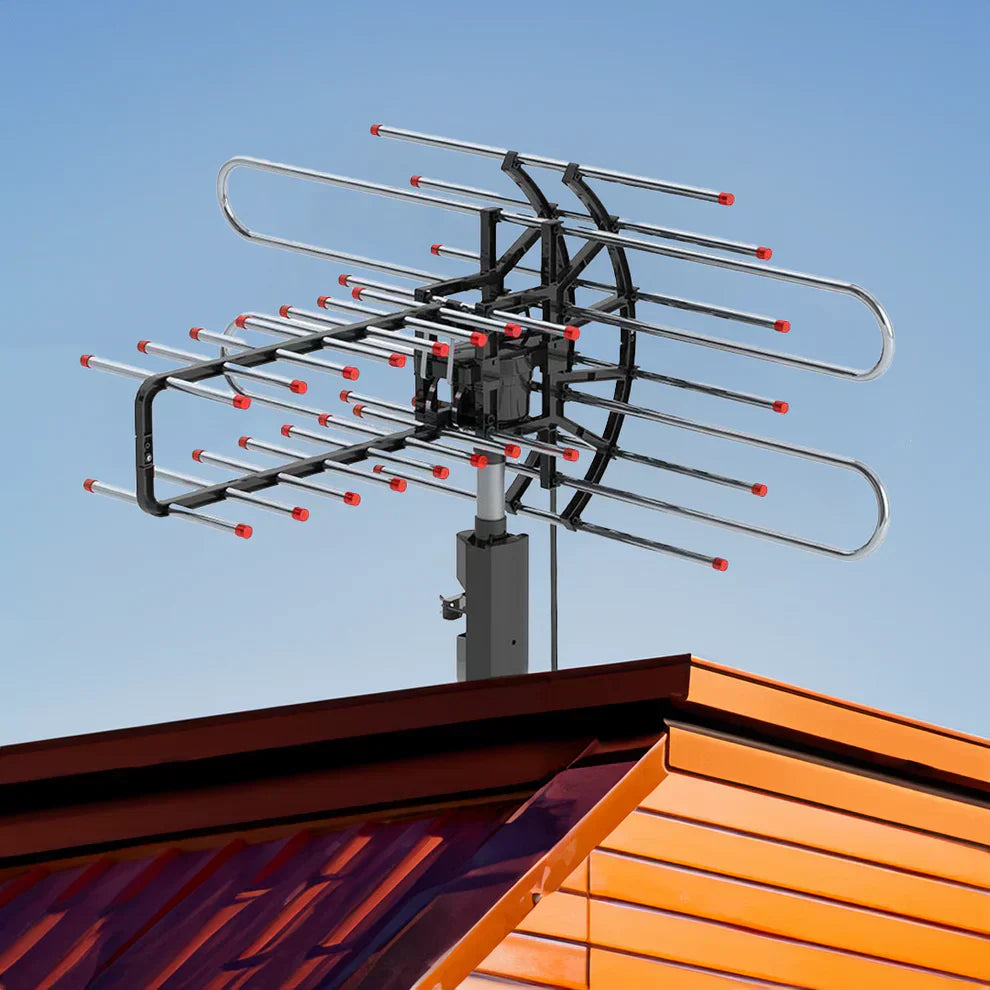 Long Range 500 Mile TV Antenna Motorized Rotating High Gain - Tophatter Daily Deals