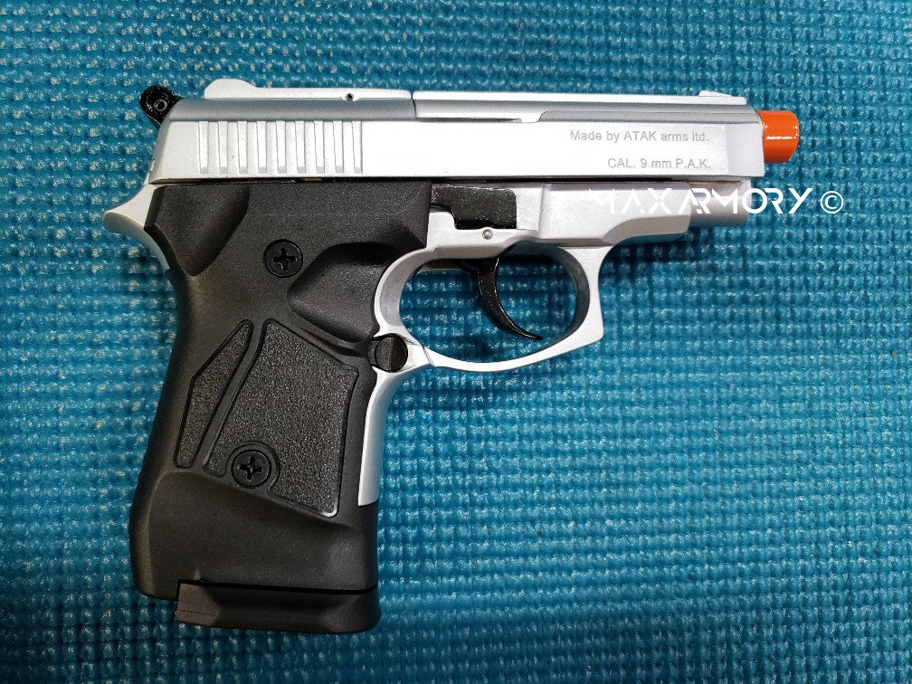 Zoraki 914 Nickel - Full Auto Front Firing 9mm Blank Gun - Tophatter's Weapons'N'Deals Blank Firing Replica Guns - Tophatter Daily Deals