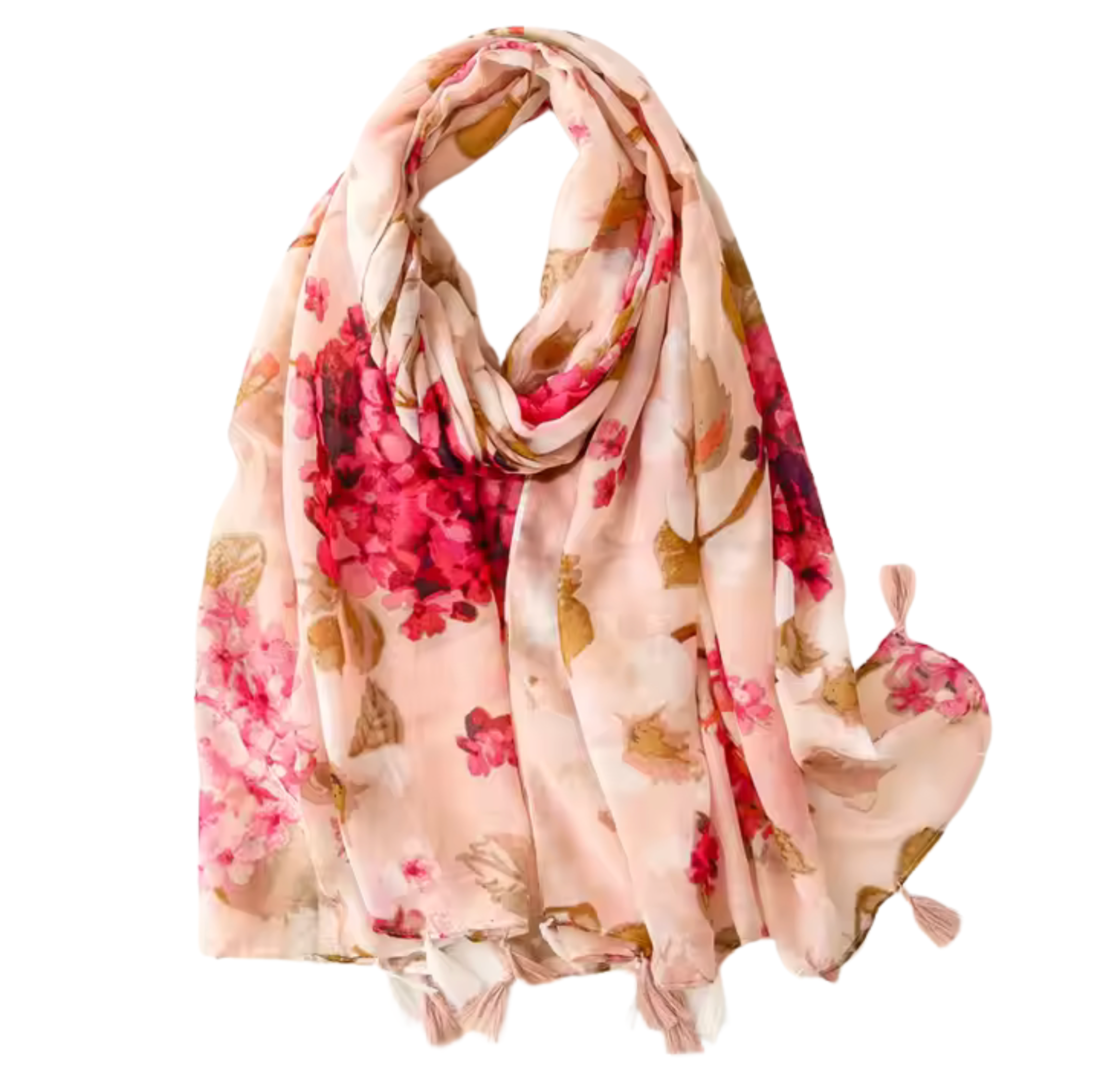 Blush Bloom Floral Scarf with Tassel Accents Multi Scarves - Tophatter Daily Deals