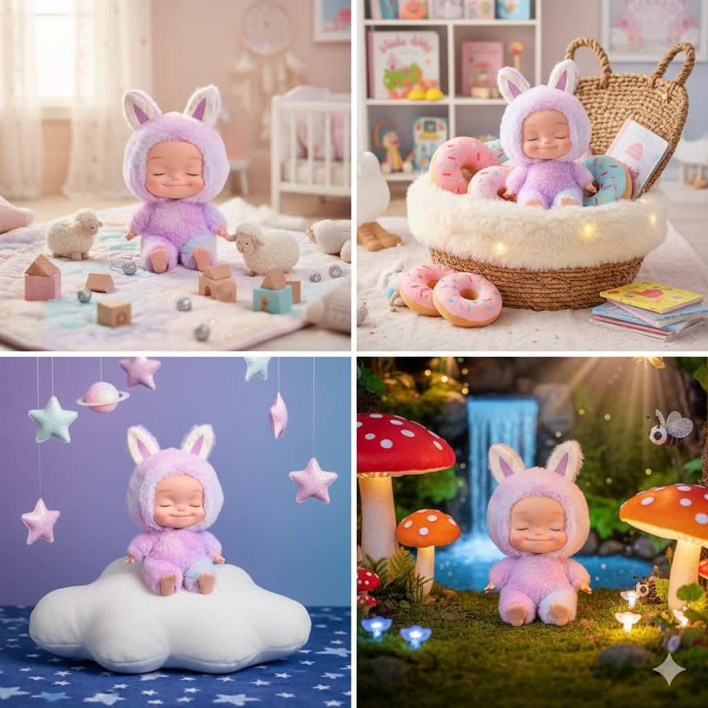 10.6 Inch Plush Animal Onesie Baby Doll with Eyes Closed, Posable Doll - Tophatter Daily Deals