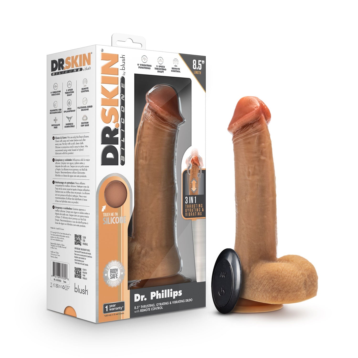 Dr Phillips 8.5 Inch Tan Silicone Thrusting Dildo with Remote > Dildos > Thrusting Dildos - Tophatter Daily Deals