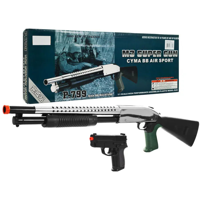 Pistol Grip Shotgun Handgun Combo Deal Spring Airsoft FULL SIZE - Tophatter Daily Deals