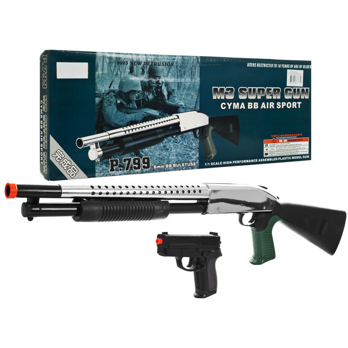 Pistol Grip Shotgun Handgun Combo Deal Spring Airsoft FULL SIZE Collectible Weapons - Tophatter Daily Deals