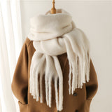 Soft Women’s Scarf - Oversized Fringed Cashmere For Winter - Tophatter Daily Deals