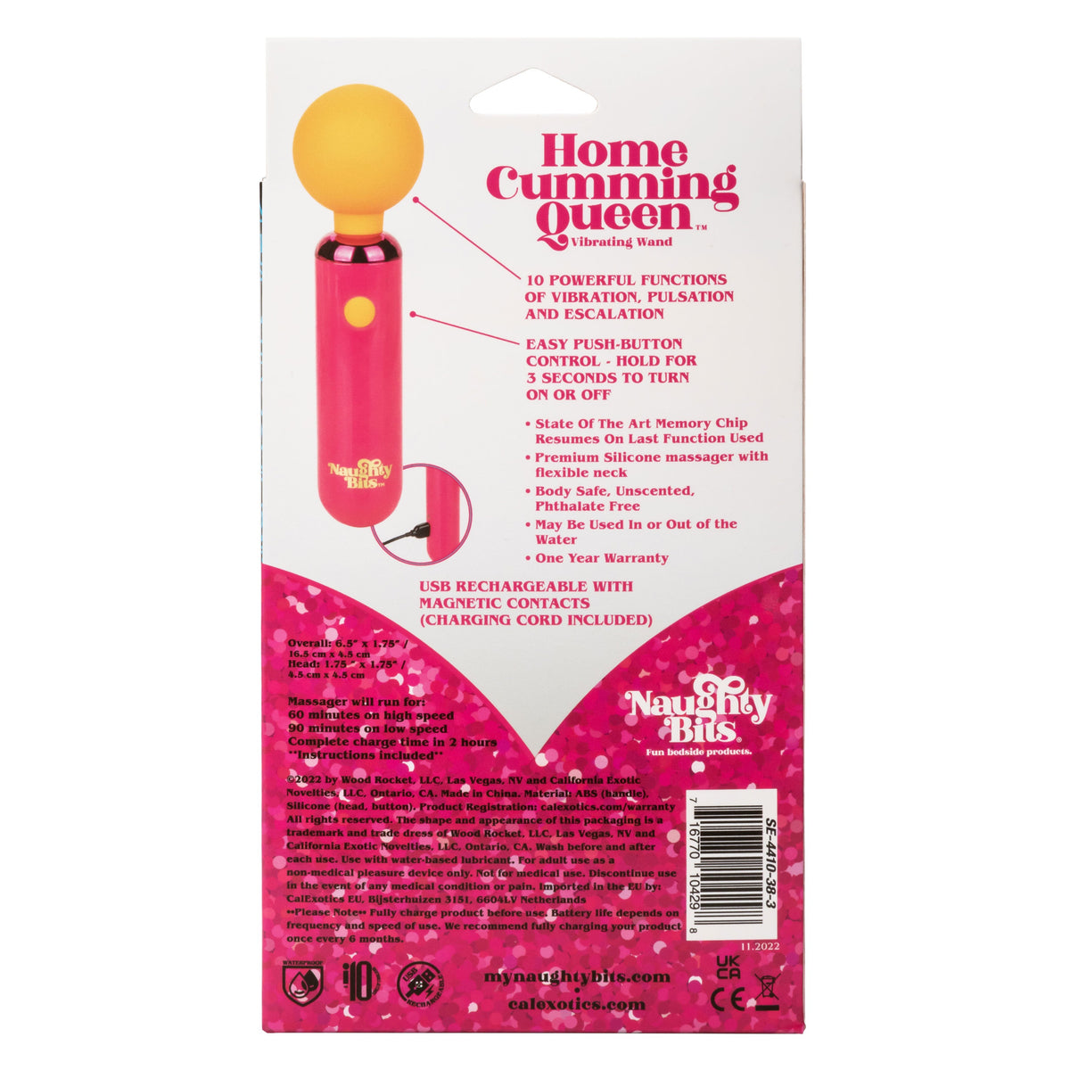 Naughty Bits Home Cumming Queen Vibrating Wand Pink and Orange Silicone Personal Massager > Sex Toys > Mini Massagers - Tophatter Daily Deals