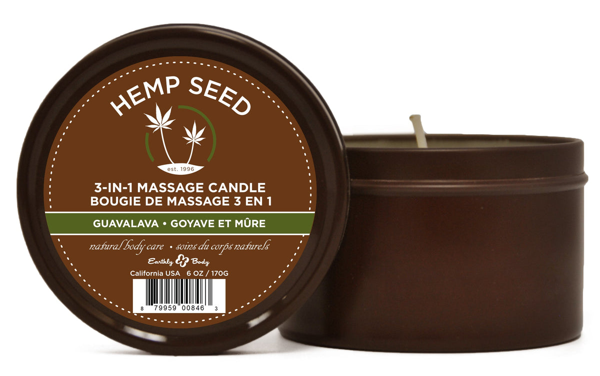 Hemp Seed 3-In-1 Massage Candle Guavalava 170 g for Relaxation > Candles > Massage - Tophatter Daily Deals
