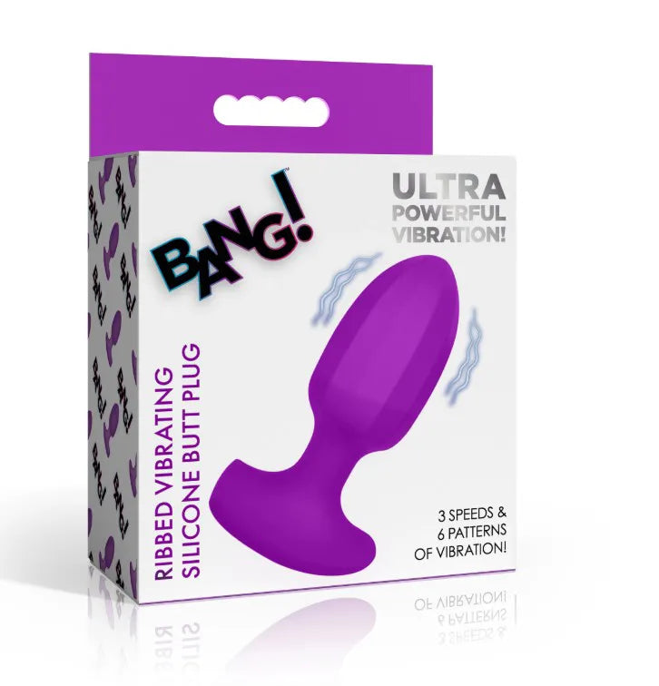 Bang! Ribbed Vibrating Silicone Butt Plug – Rechargeable Anal Vibrator > Anal Range > Vibrating Butt Plugs - Tophatter Daily Deals