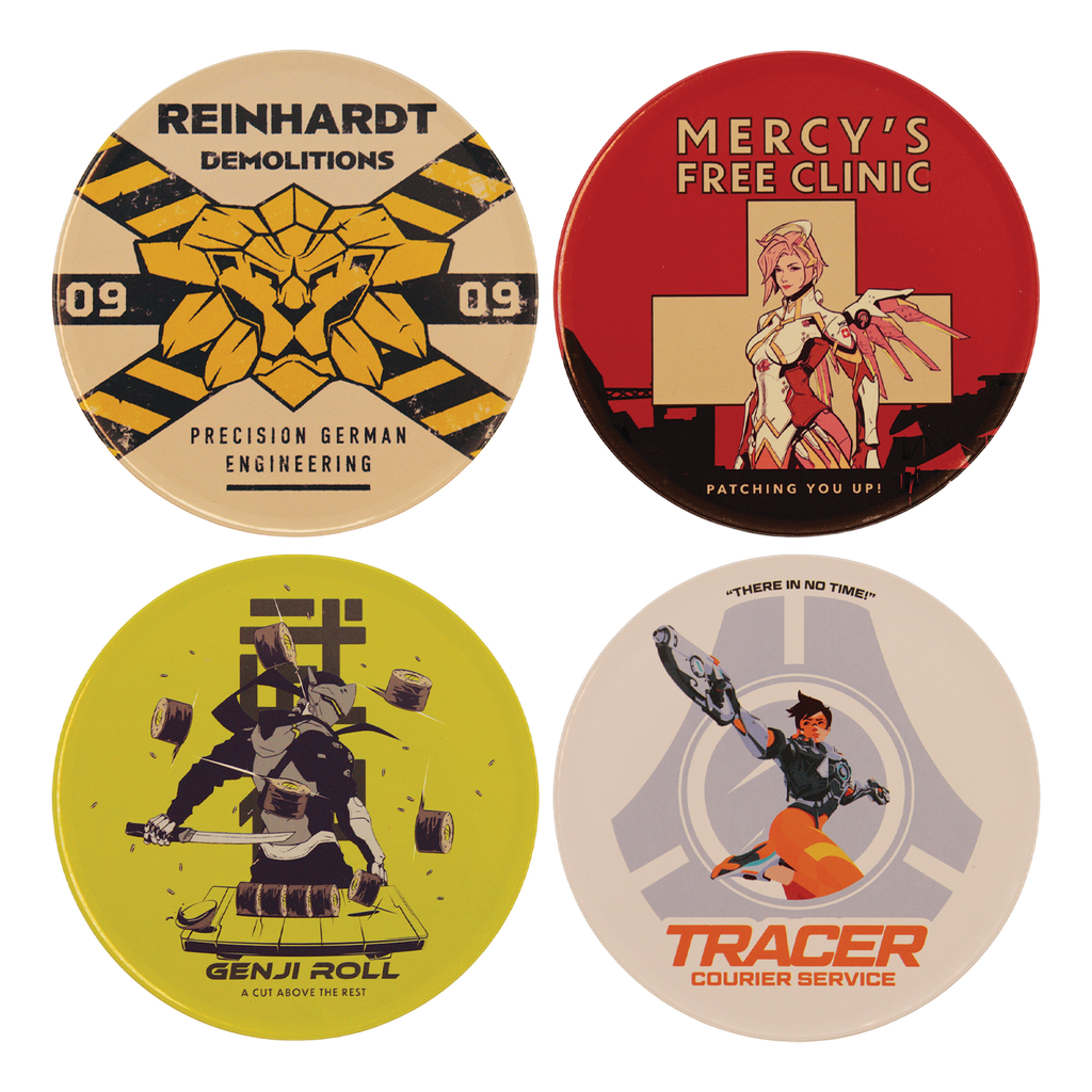 Overwatch - Set of Four Printed Metal Coasters Coaster - Tophatter Daily Deals