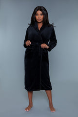 Helena Plush Robe Black Robes - Tophatter Daily Deals