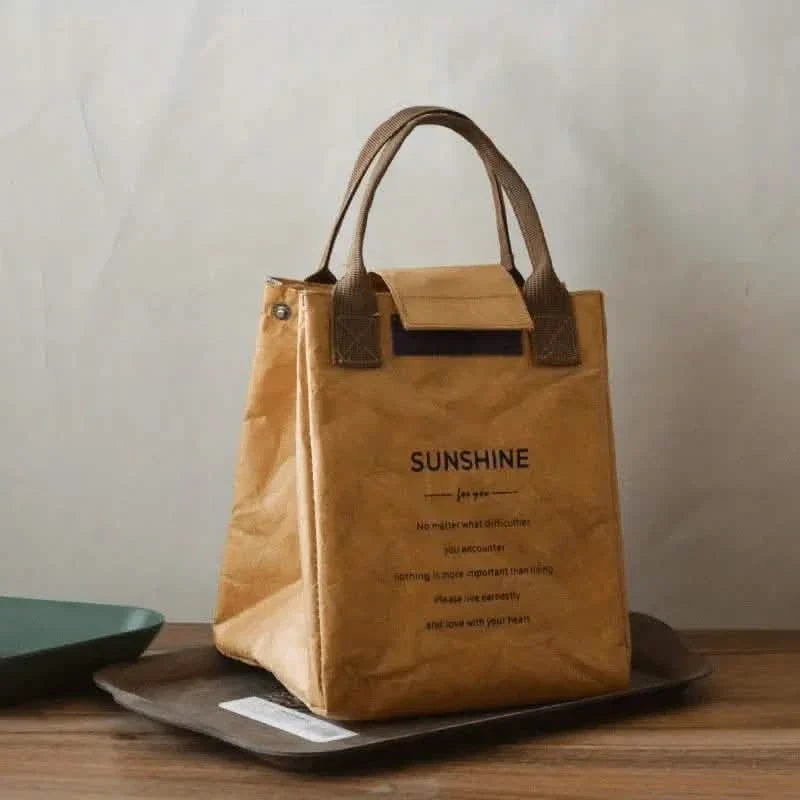 Paper Bento Bag Waterproof And Oilproof Insulation Bag Brown Kitchen Storage - Tophatter Daily Deals