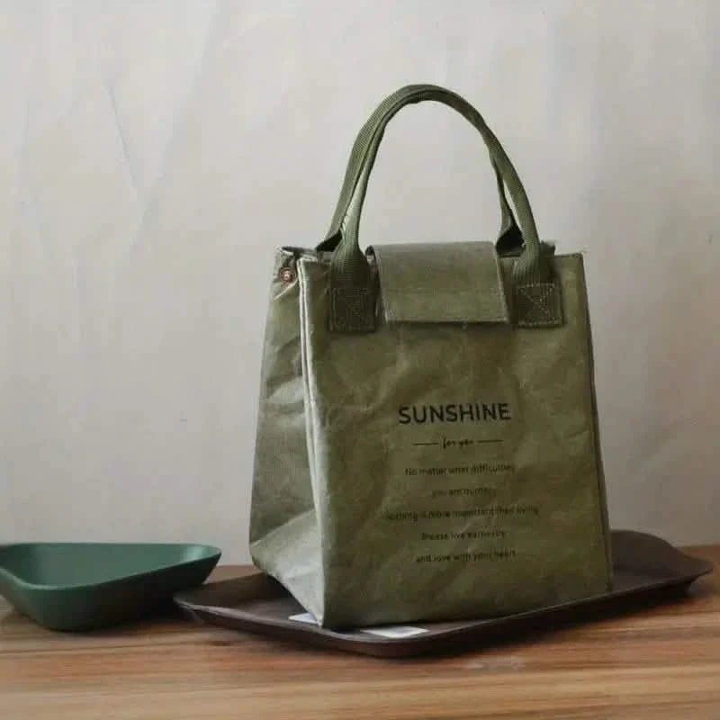 Paper Bento Bag Waterproof And Oilproof Insulation Bag Green Kitchen Storage - Tophatter Daily Deals
