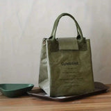 Paper Bento Bag Waterproof And Oilproof Insulation Bag Green Kitchen Storage - Tophatter Daily Deals
