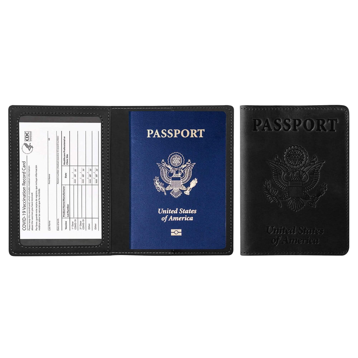 Passport Holder with Vaccination Card Protector Black Handbags & Wallets - Tophatter Daily Deals
