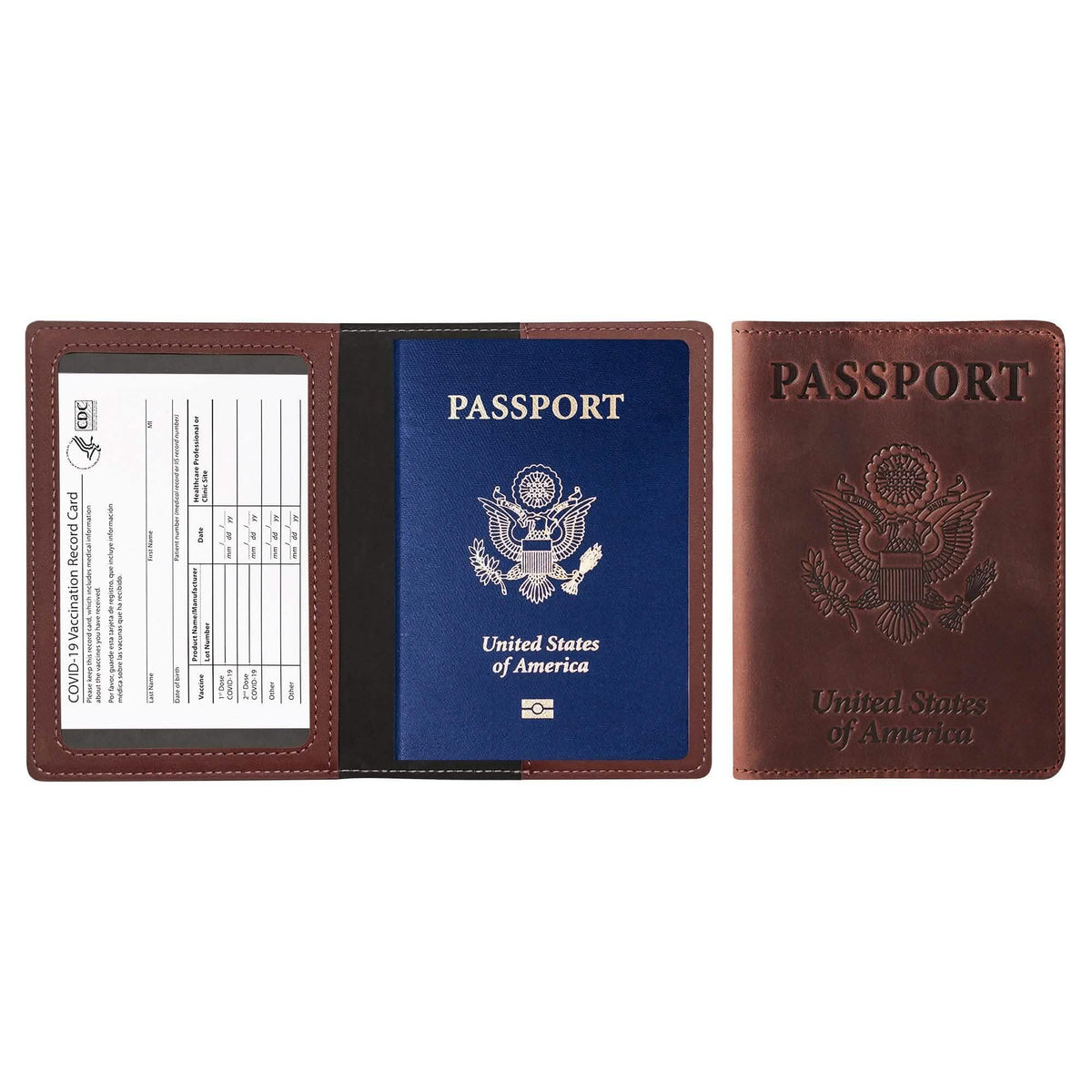 Passport Holder with Vaccination Card Protector Brown Handbags & Wallets - Tophatter Daily Deals