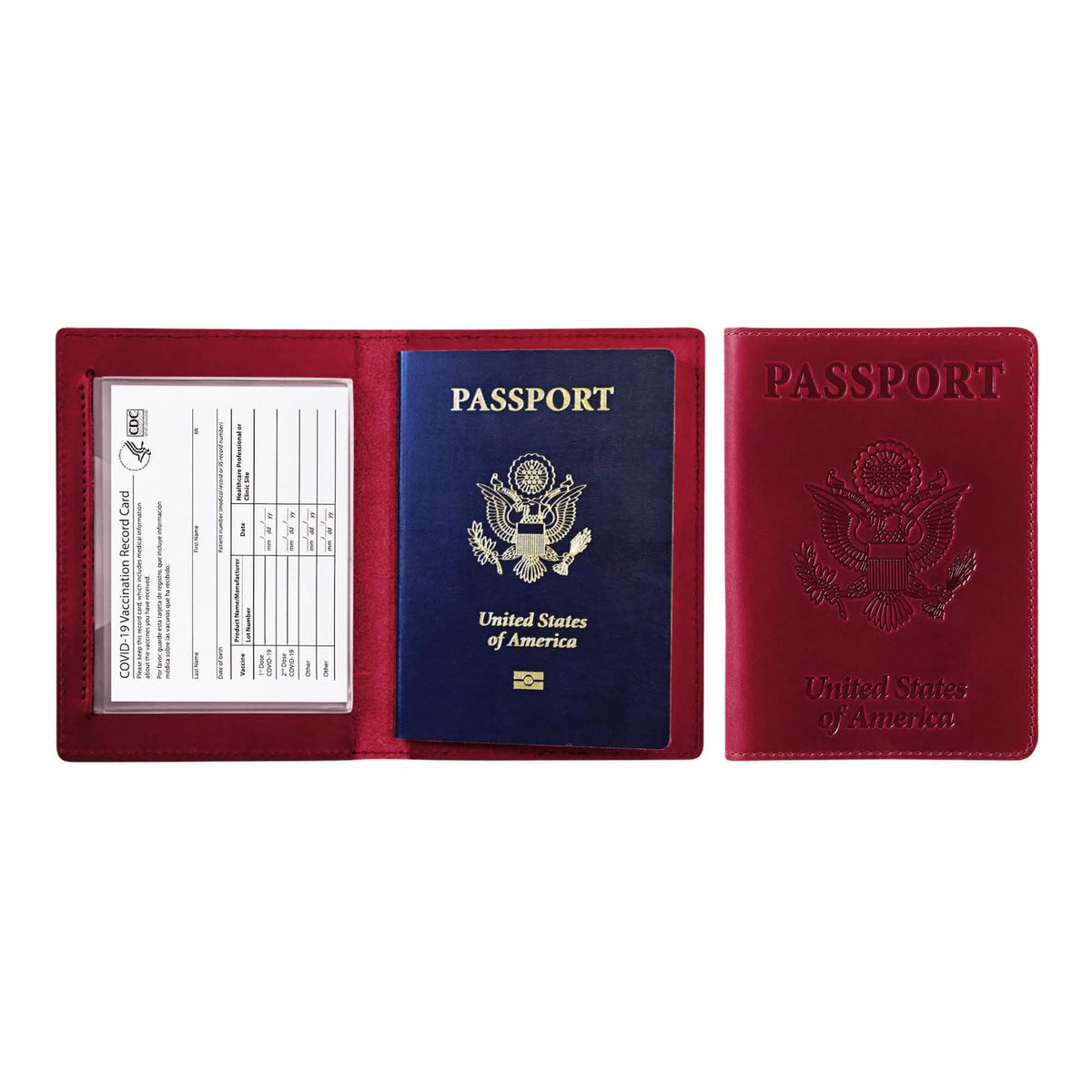 Passport Holder with Vaccination Card Protector Burgundy Handbags & Wallets - Tophatter Daily Deals