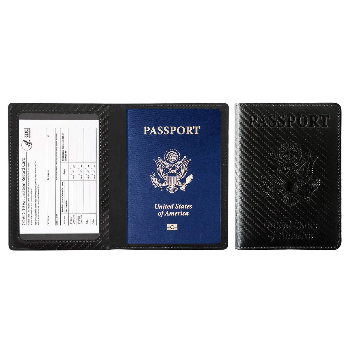 Passport Holder with Vaccination Card Protector Carbon Fiber Handbags & Wallets - Tophatter Daily Deals