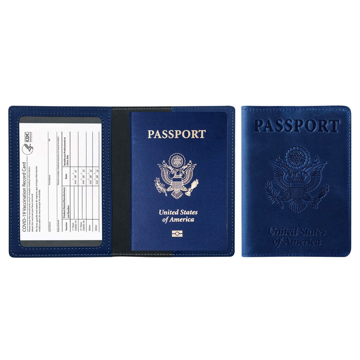 Passport Holder with Vaccination Card Protector Dark Blue Handbags & Wallets - Tophatter Daily Deals