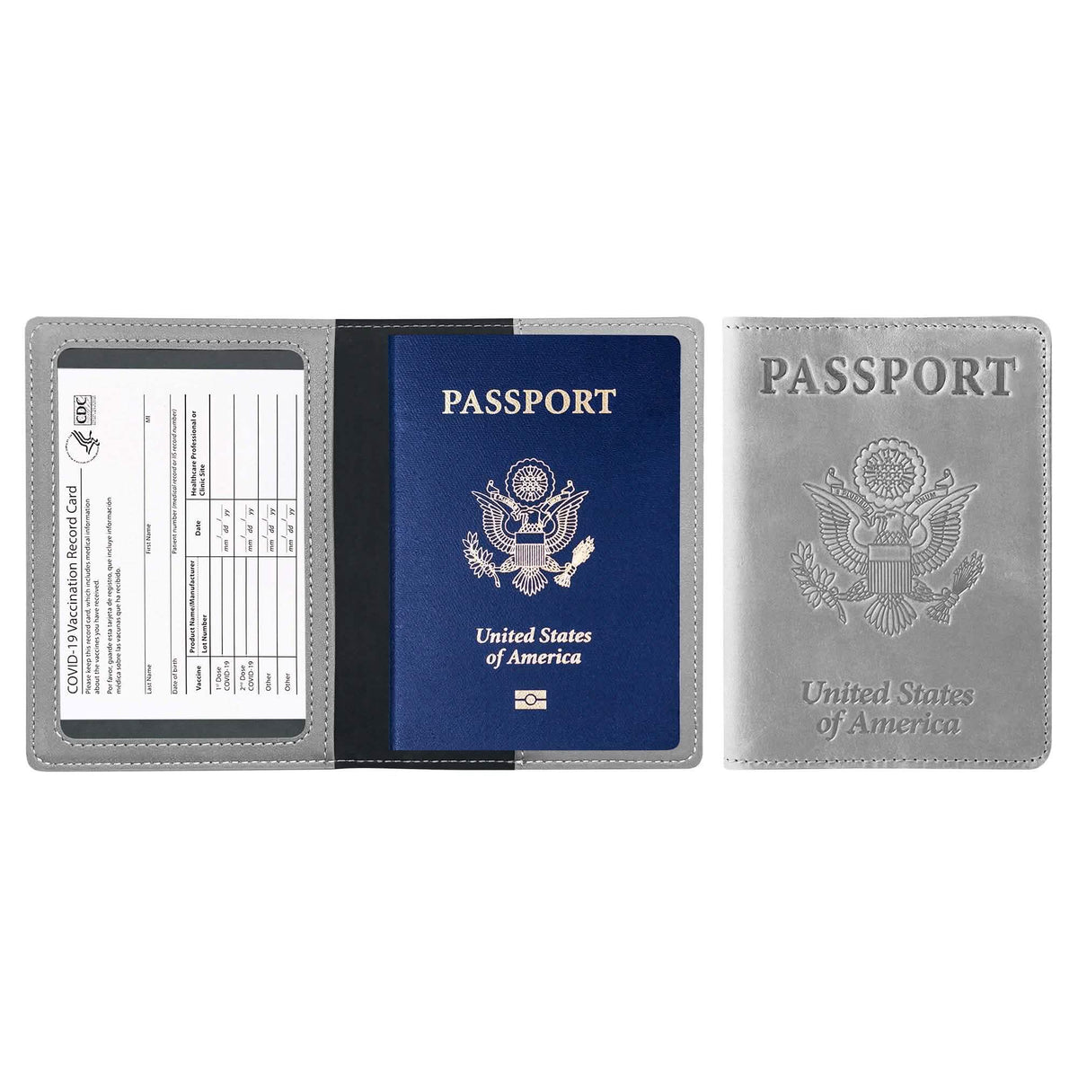 Passport Holder with Vaccination Card Protector Gray Handbags & Wallets - Tophatter Daily Deals
