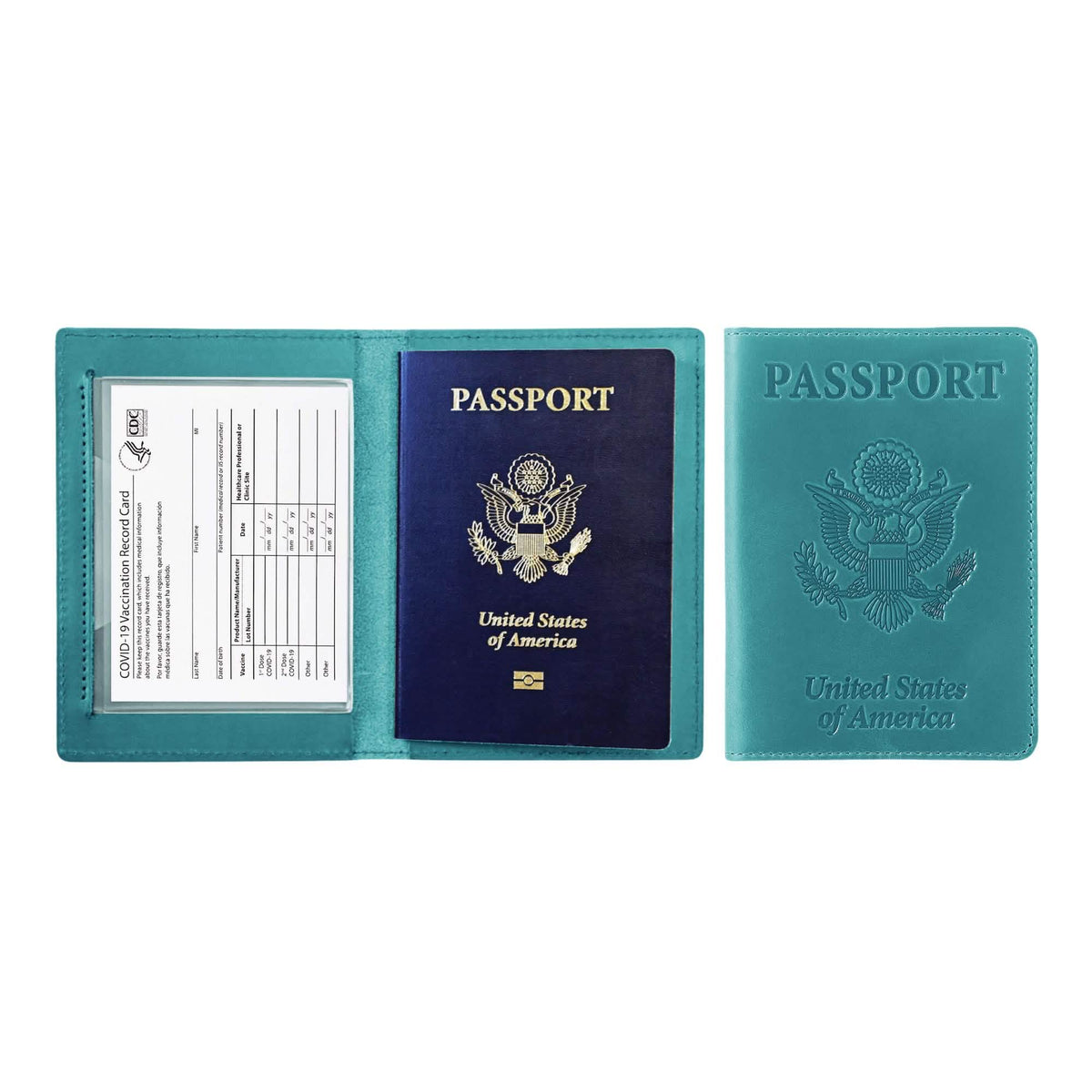 Passport Holder with Vaccination Card Protector Turquoise Handbags & Wallets - Tophatter Daily Deals