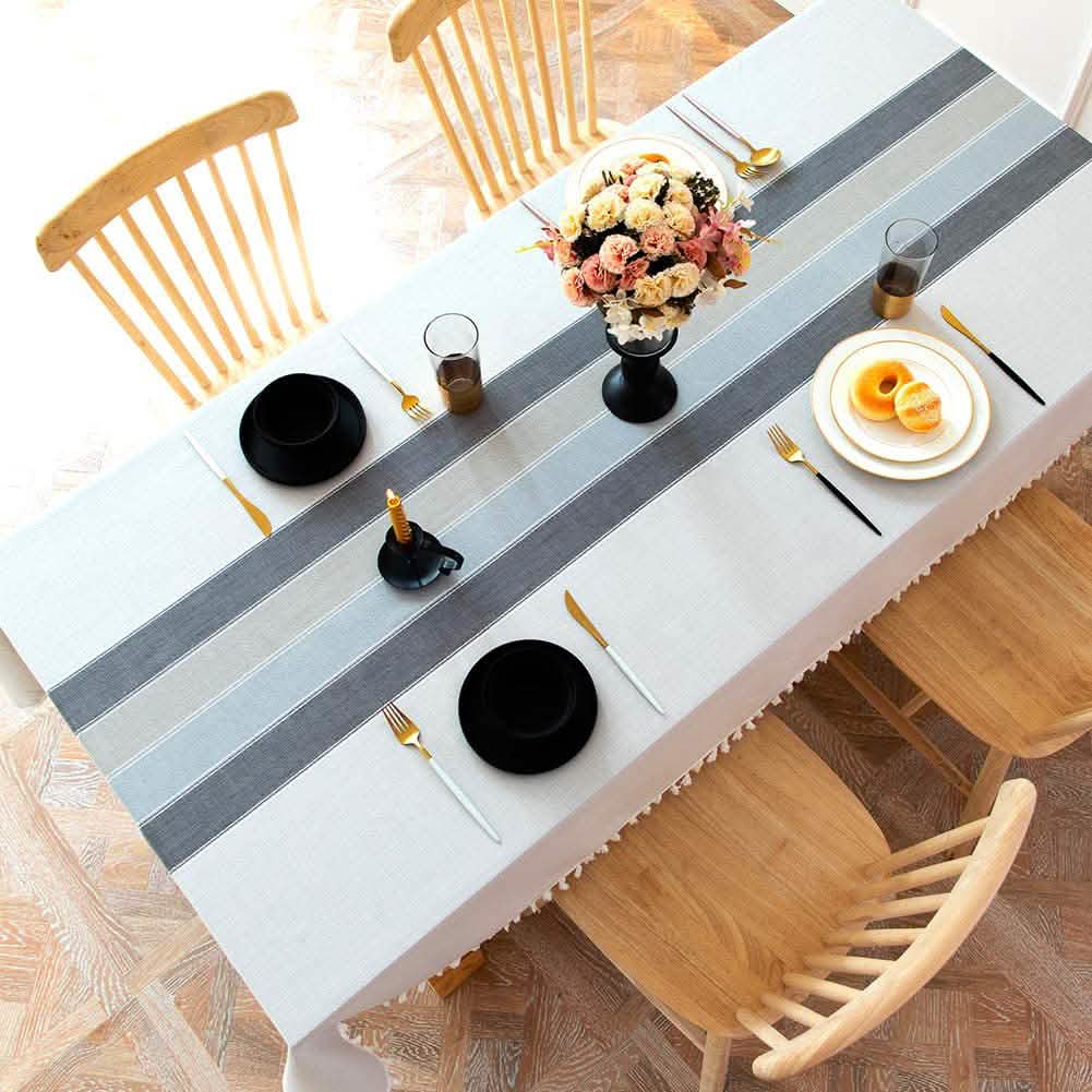 Patchwork Fringed Linen Tablecloth Wine & Dining - Tophatter Daily Deals