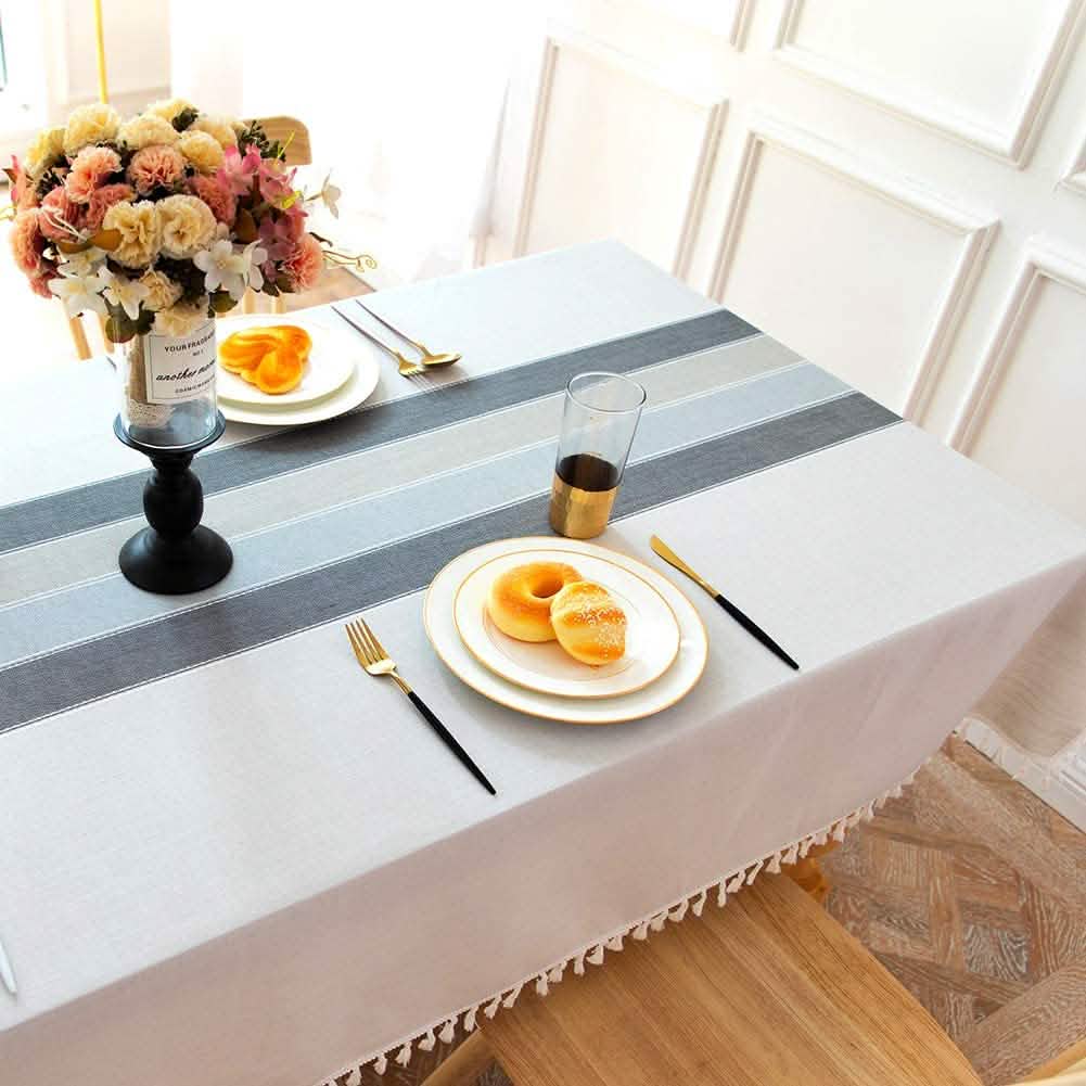 Patchwork Fringed Linen Tablecloth Wine & Dining - Tophatter Daily Deals