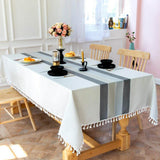 Patchwork Fringed Linen Tablecloth Wine & Dining - Tophatter Daily Deals