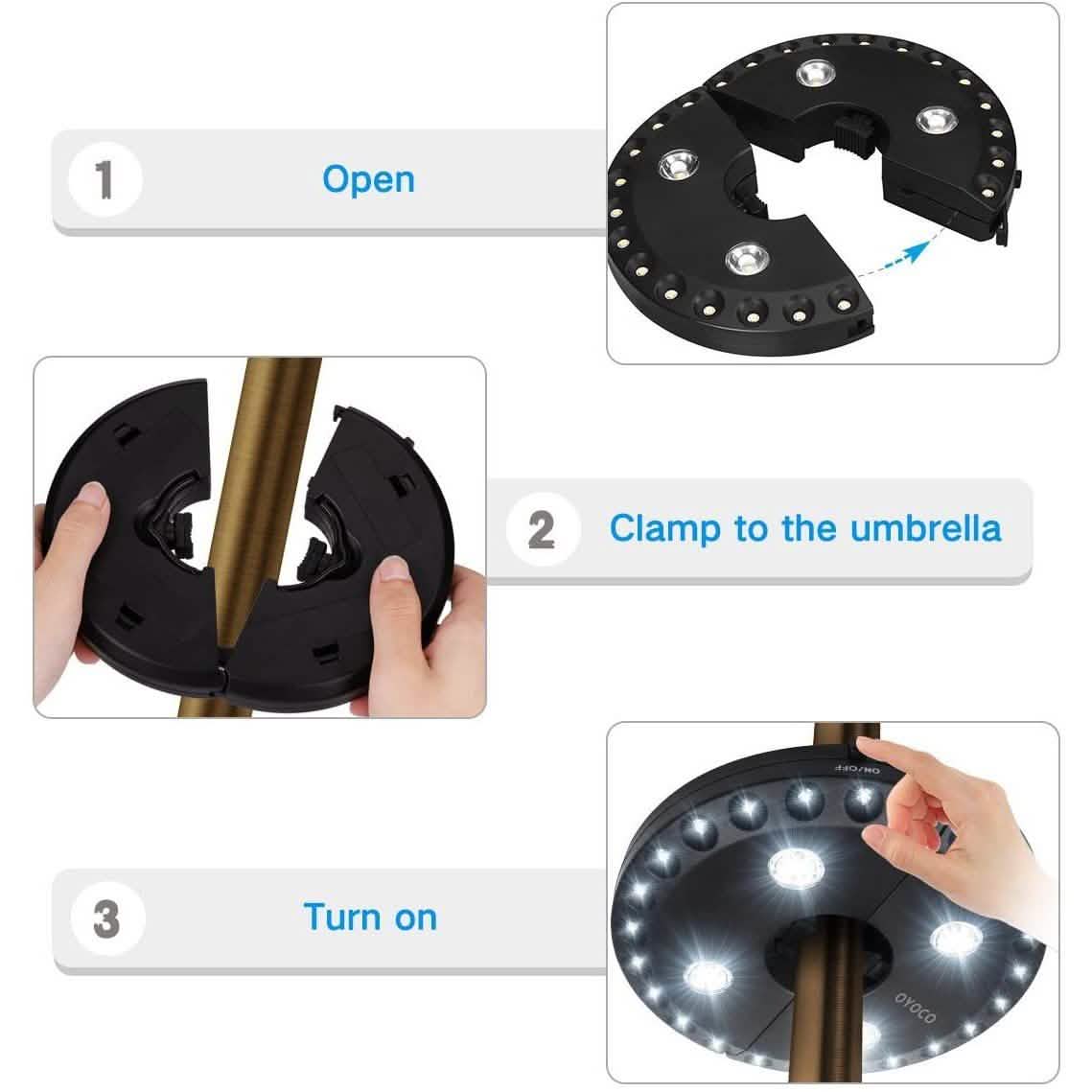 Patio Umbrella Light 3 Brightness Modes Cordless 28 LED Lights Outdoor Lighting - Tophatter Daily Deals