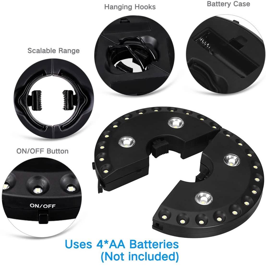 Patio Umbrella Light 3 Brightness Modes Cordless 28 LED Lights Outdoor Lighting - Tophatter Daily Deals