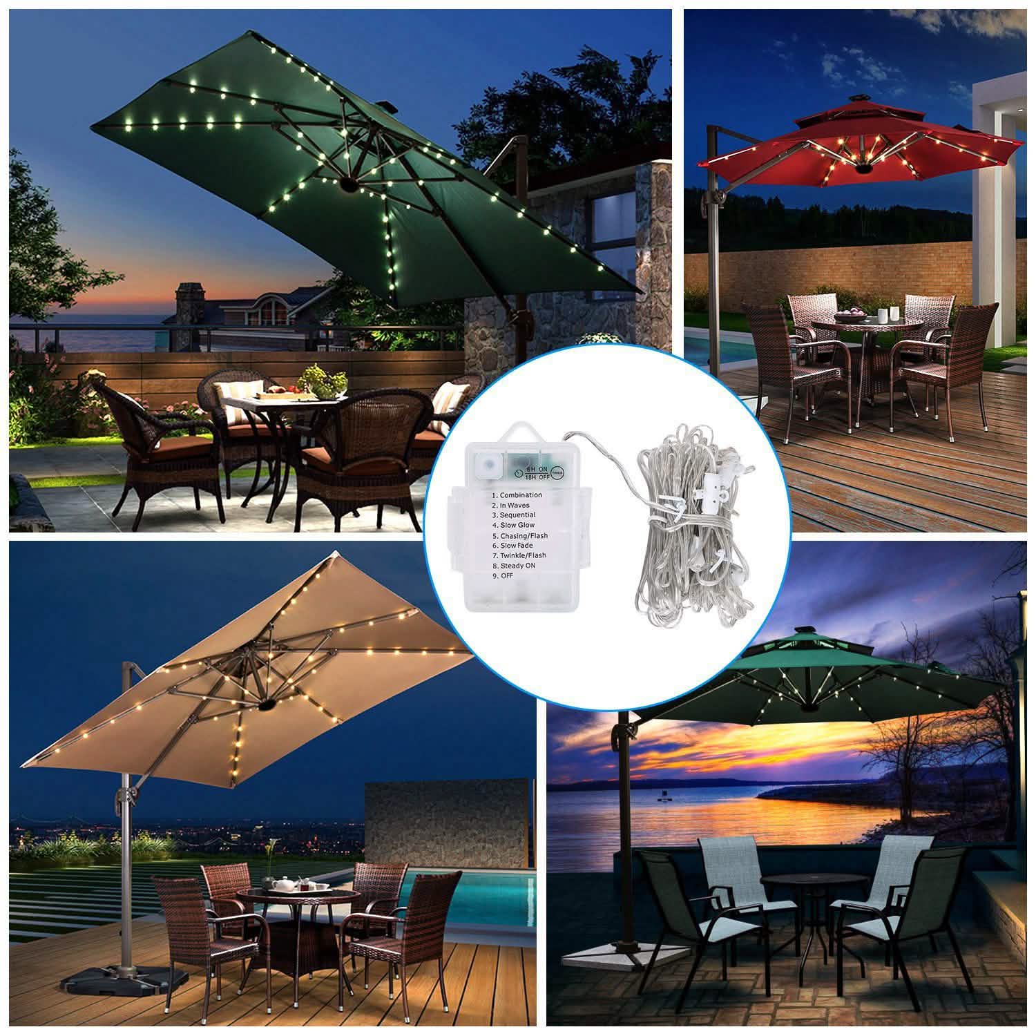 Patio Umbrella Lights 8 Lighting Mode with Remote Control Garden & Patio - Tophatter Daily Deals
